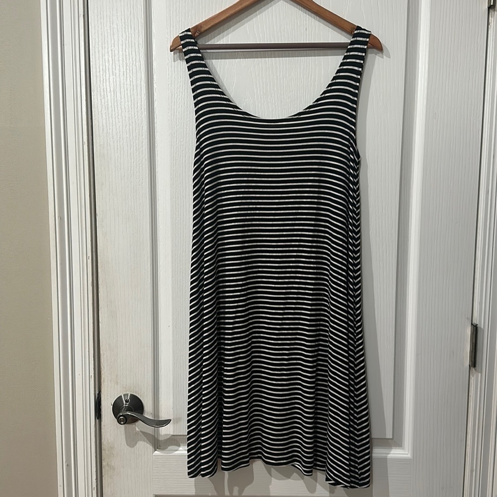 Black and white striped tank  dress sz L